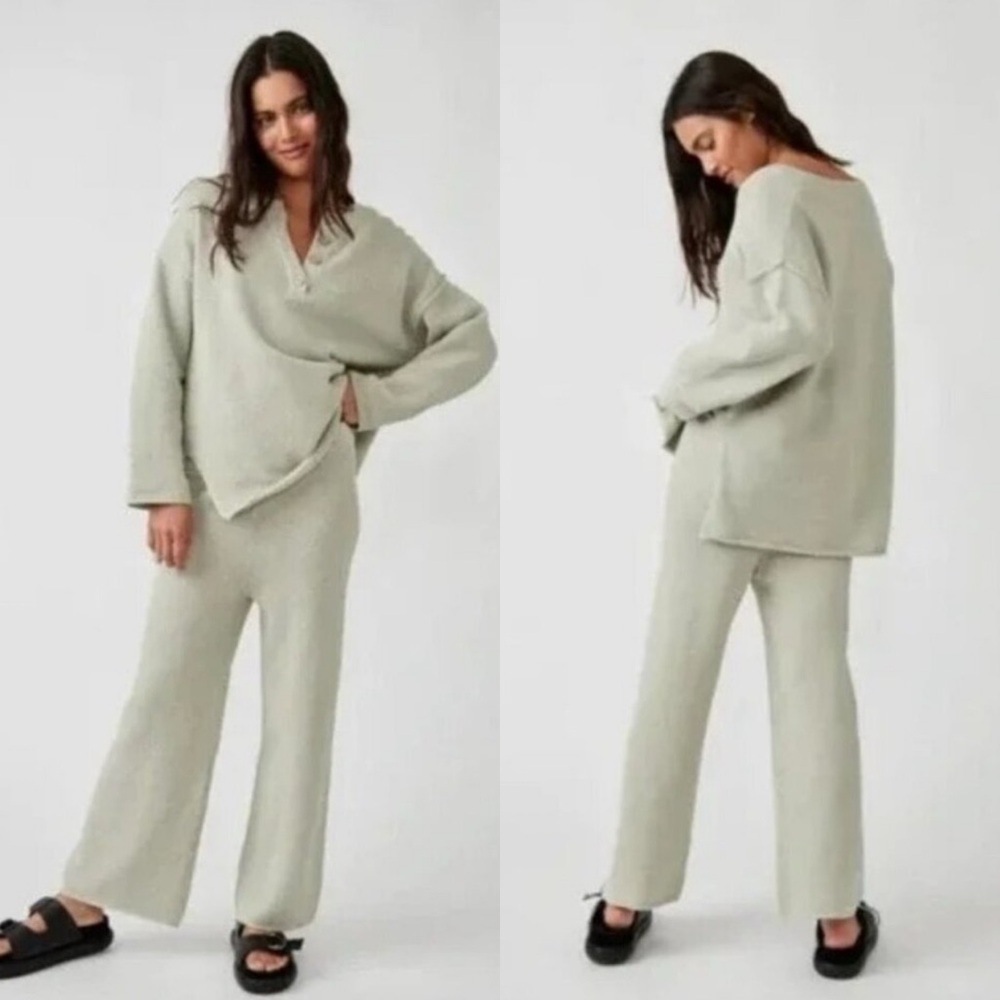 FREE PEOPLE Beach Hailee Waffle Knit Set Size Large